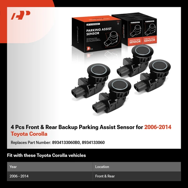 4 Pcs Front & Rear Backup Parking Assist Sensor for 2006-2014 Toyota Corolla