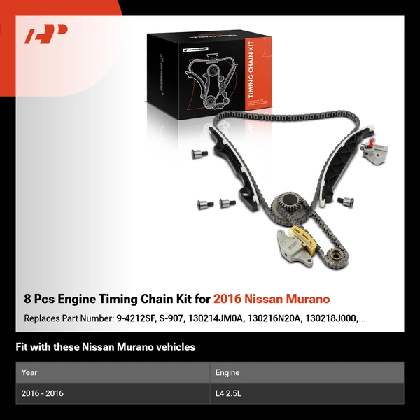 8 Pcs Engine Timing Chain Kit for 2016 Nissan Murano