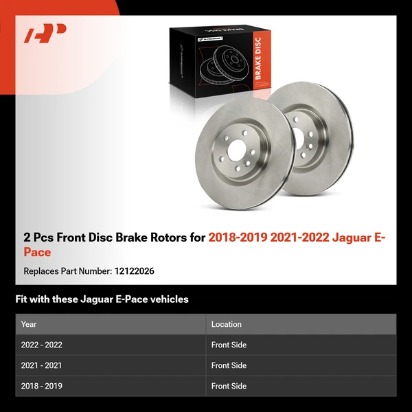 2 Pcs Front Disc Brake Rotors for 2018-2019 2021-2022 Jaguar E-Pace