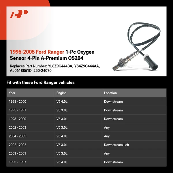 1995-2005 Ford Ranger 1-Pc Oxygen Sensor 4-Pin A-Premium OS204