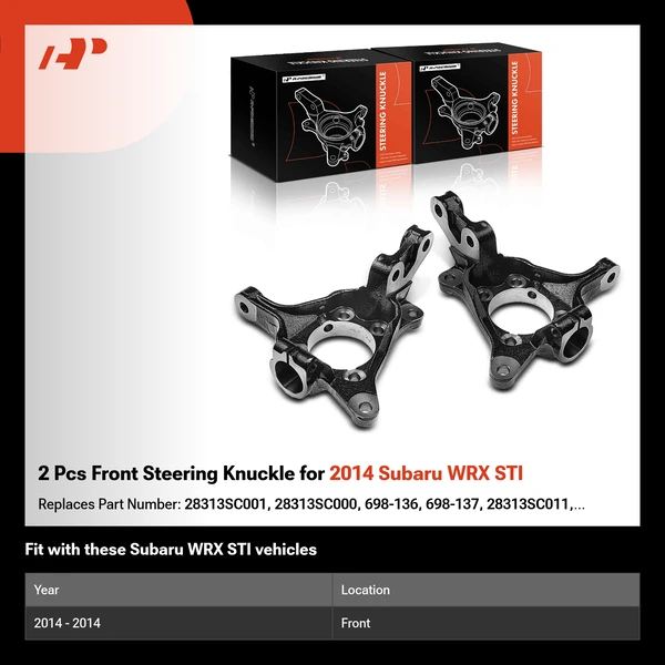 2 Pcs Front Steering Knuckle for 2014 Subaru WRX STI