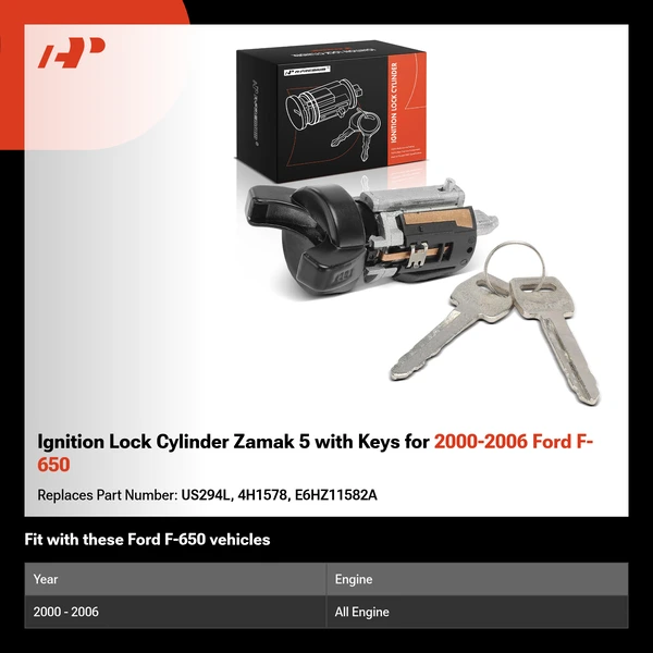 Ignition Lock Cylinder Zamak 5 with Keys for 2000-2006 Ford F-650