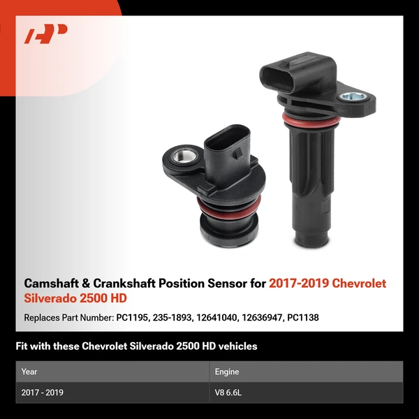 Camshaft & Crankshaft Position Sensor for 2017-2019 Chevrolet Silverado 2500 HD