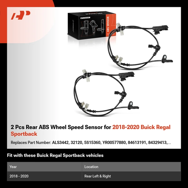 2 Pcs Rear ABS Wheel Speed Sensor for 2018-2020 Buick Regal Sportback