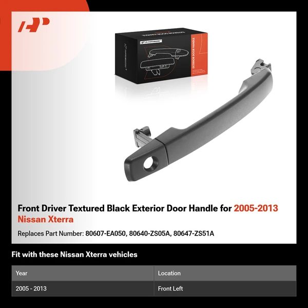 Front Driver Textured Black Exterior Door Handle for 2005-2013 Nissan Xterra