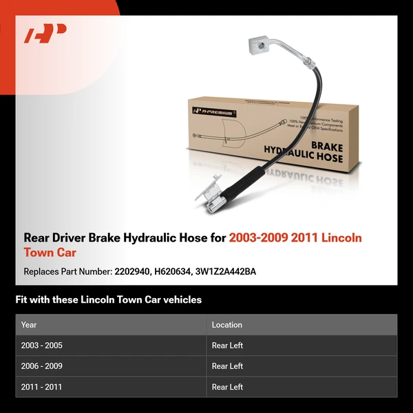 Rear Driver Brake Hydraulic Hose for 2003-2009 2011 Lincoln Town Car