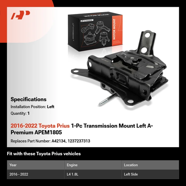 2016-2022 Toyota Prius 1-Pc Transmission Mount Left A-Premium APEM1805