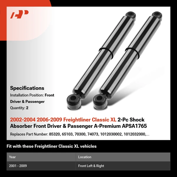 2002-2004 2006-2009 Freightliner Classic XL 2-Pc Shock Absorber Front Driver & Passenger A-Premium APSA1765