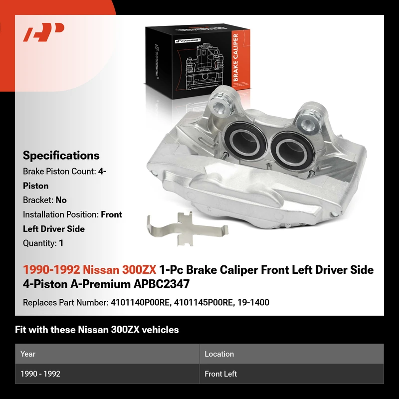 1990-1992 Nissan 300ZX 1-Pc Brake Caliper Front Left Driver Side 4-Piston A-Premium APBC2347