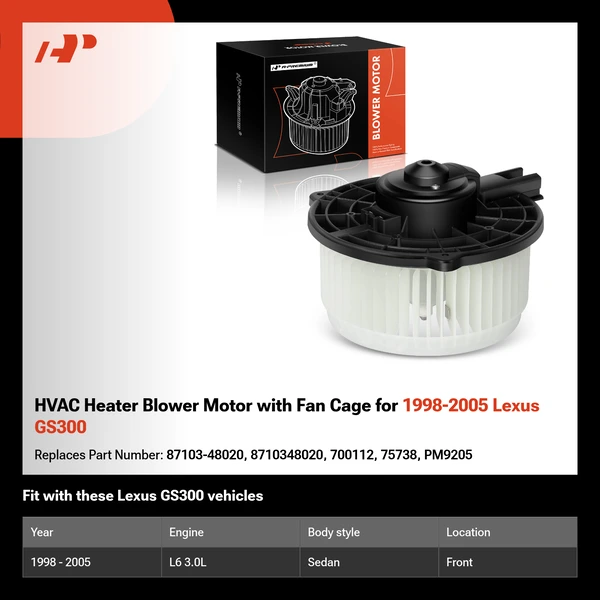 HVAC Heater Blower Motor with Fan Cage for 1998-2005 Lexus GS300