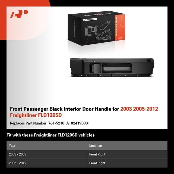 Front Passenger Black Interior Door Handle for 2003 2005-2012 Freightliner FLD120SD