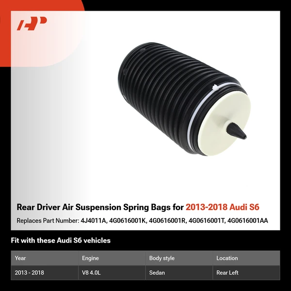 Rear Driver Air Suspension Spring Bags for 2013-2018 Audi S6