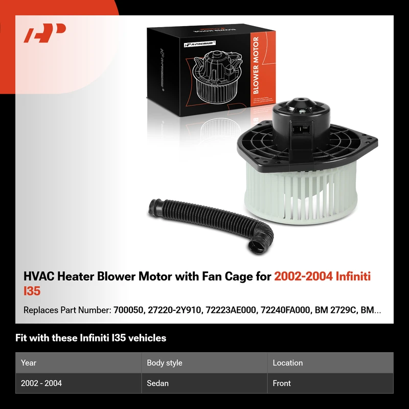 HVAC Heater Blower Motor with Fan Cage for 2002-2004 Infiniti I35