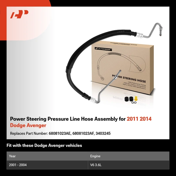 Power Steering Pressure Line Hose Assembly for 2011 2014 Dodge Avenger