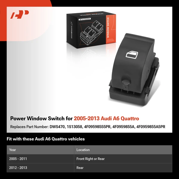 Power Window Switch for 2005-2013 Audi A6 Quattro