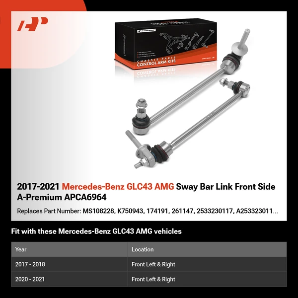 2017-2021 Mercedes-Benz GLC43 AMG Sway Bar Link Front Side A-Premium APCA6964