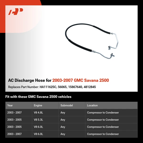 AC Discharge Hose for 2003-2007 GMC Savana 2500