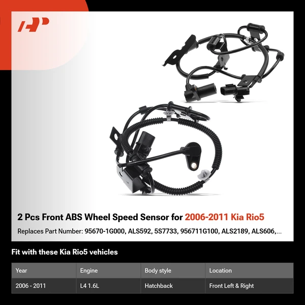 2 Pcs Front ABS Wheel Speed Sensor for 2006-2011 Kia Rio5