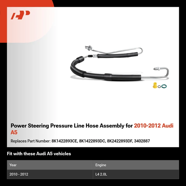 Power Steering Pressure Line Hose Assembly for 2010-2012 Audi A5