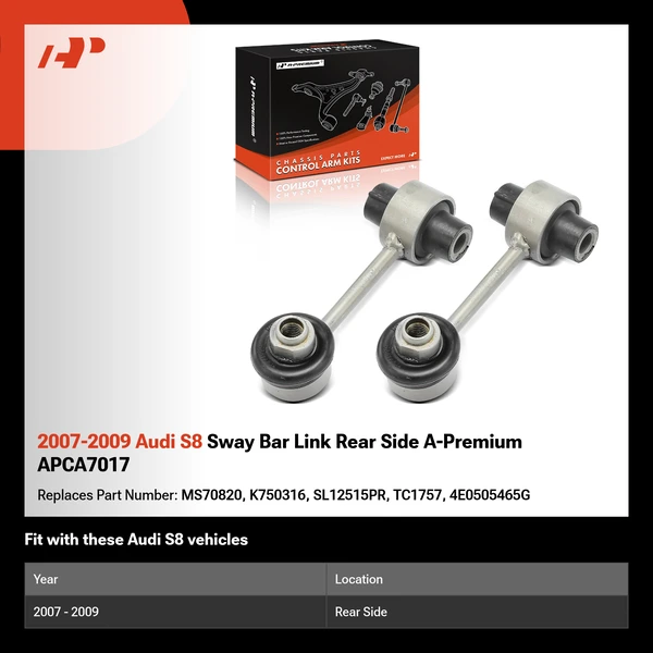 2007-2009 Audi S8 Sway Bar Link Rear Side A-Premium APCA7017