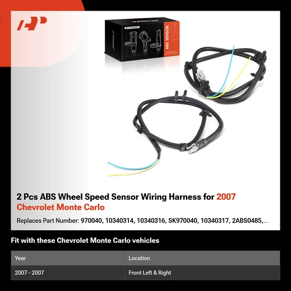 2 Pcs ABS Wheel Speed Sensor Wiring Harness for 2007 Chevrolet Monte Carlo