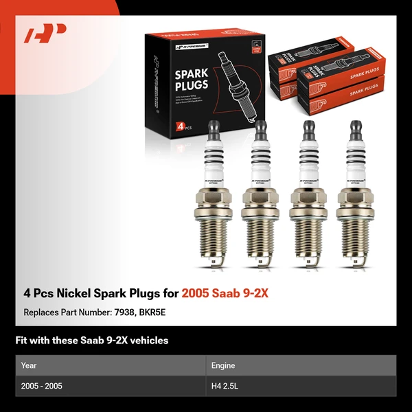 4 Pcs Nickel Spark Plugs for 2005 Saab 9-2X
