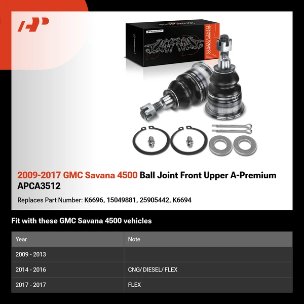 2009-2017 GMC Savana 4500 Ball Joint Front Upper A-Premium APCA3512