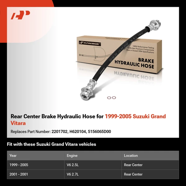 Rear Center Brake Hydraulic Hose for 1999-2005 Suzuki Grand Vitara
