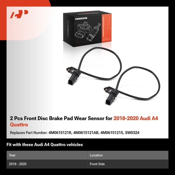 2 Pcs Front Disc Brake Pad Wear Sensor for 2018-2020 Audi A4 Quattro