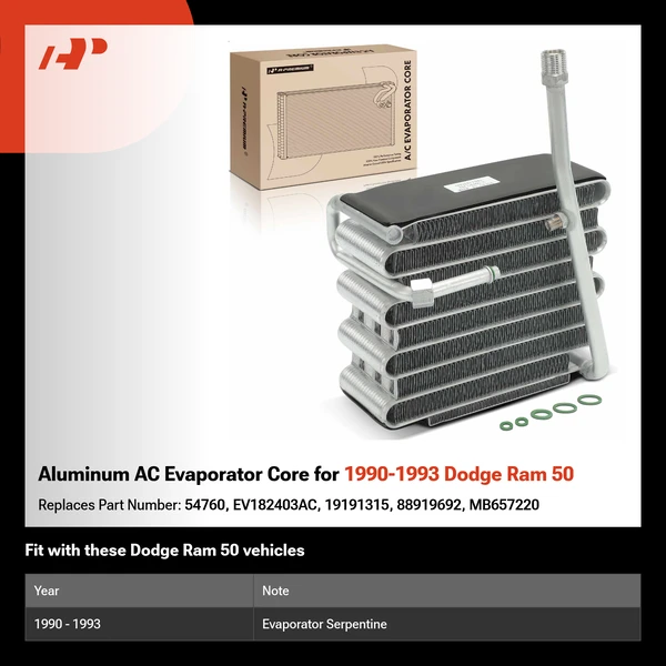 Aluminum AC Evaporator Core for 1990-1993 Dodge Ram 50