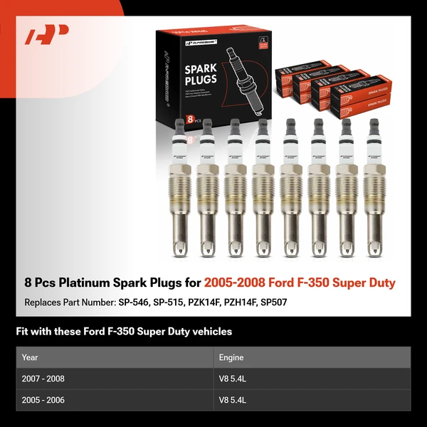 8 Pcs Platinum Spark Plugs for 2005-2008 Ford F-350 Super Duty