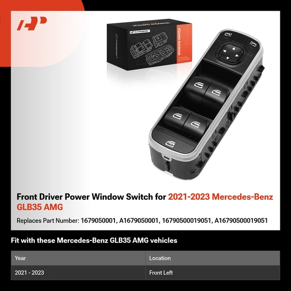Front Driver Power Window Switch for 2021-2023 Mercedes-Benz GLB35 AMG