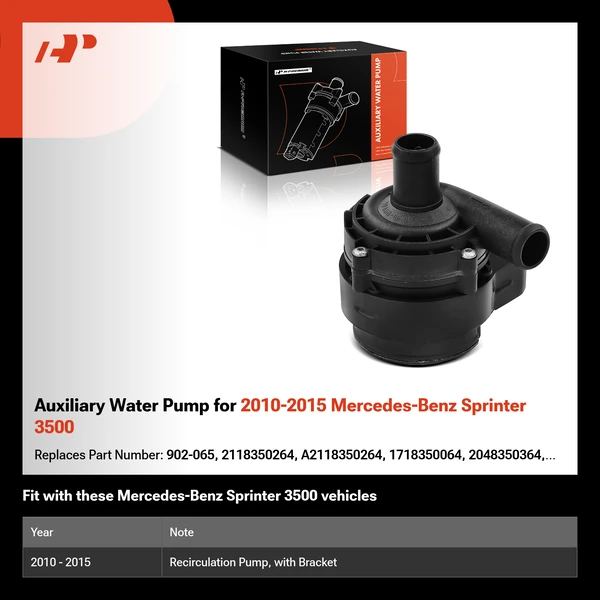 Auxiliary Water Pump for 2010-2015 Mercedes-Benz Sprinter 3500