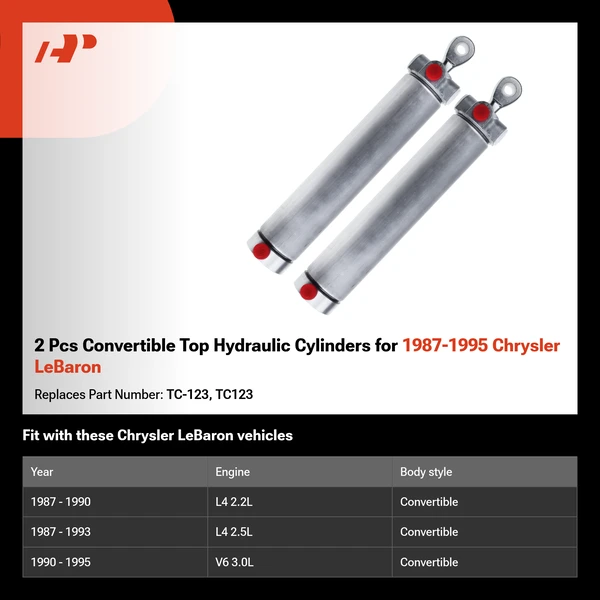 2 Pcs Convertible Top Hydraulic Cylinders for 1987-1995 Chrysler LeBaron