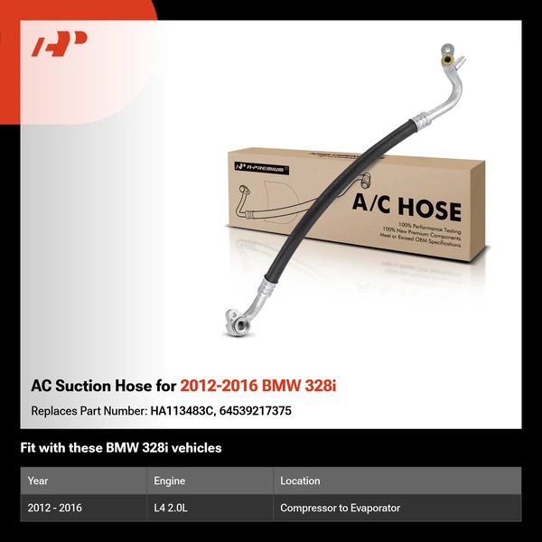 AC Suction Hose for 2012-2016 BMW 328i