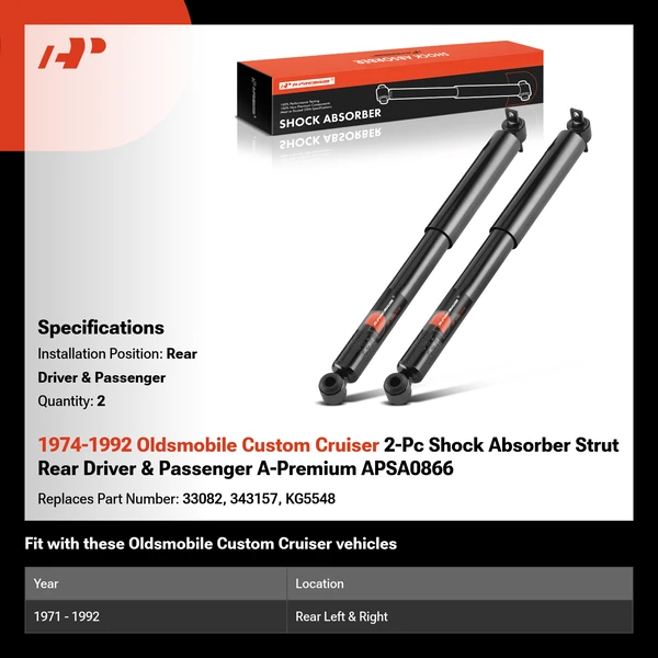 1974-1992 Oldsmobile Custom Cruiser 2-Pc Shock Absorber Strut Rear Driver & Passenger A-Premium APSA0866