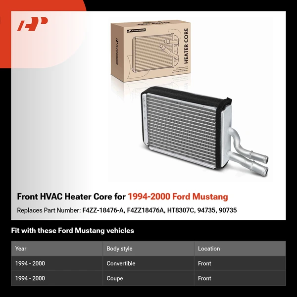 Front HVAC Heater Core for 1994-2000 Ford Mustang