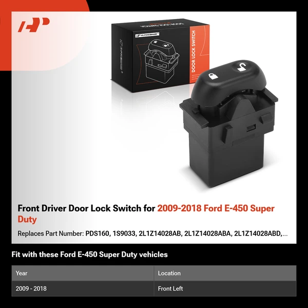 Front Driver Door Lock Switch for 2009-2018 Ford E-450 Super Duty