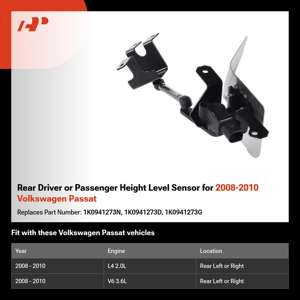 Rear Driver or Passenger Height Level Sensor for 2008-2010 Volkswagen Passat