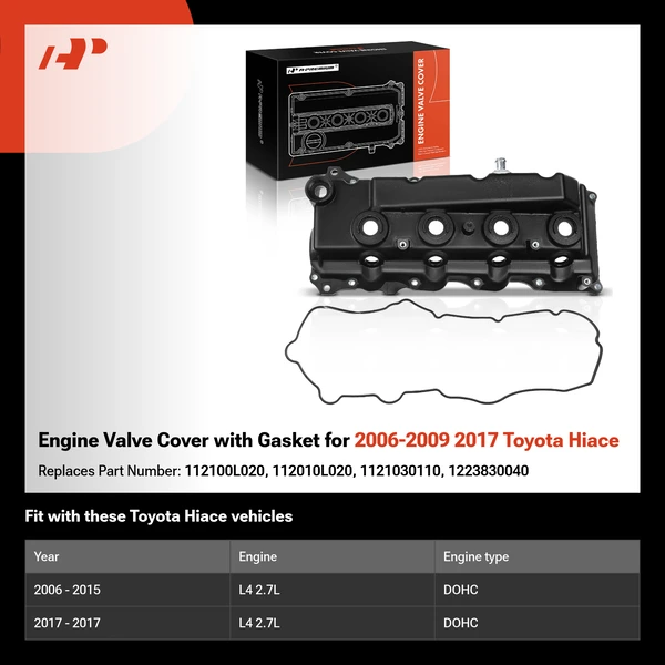 Engine Valve Cover with Gasket for 2006-2009 2017 Toyota Hiace