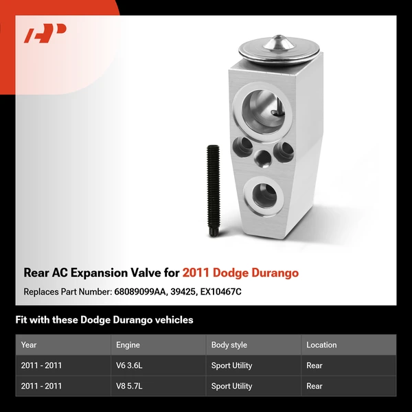 Rear AC Expansion Valve for 2011 Dodge Durango