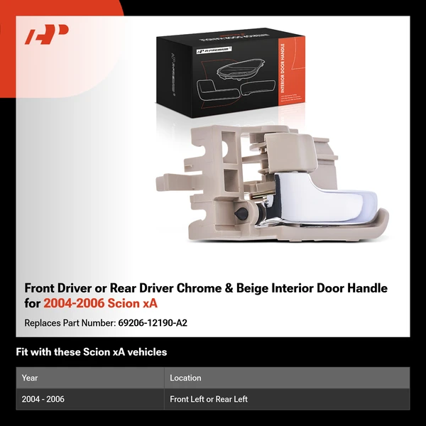 Front Driver or Rear Driver Chrome & Beige Interior Door Handle for 2004-2006 Scion xA