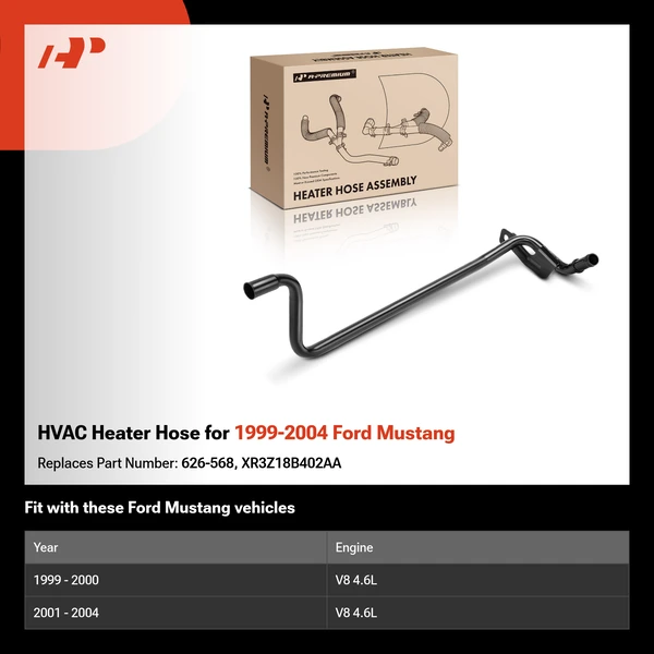 HVAC Heater Hose for 1999-2004 Ford Mustang