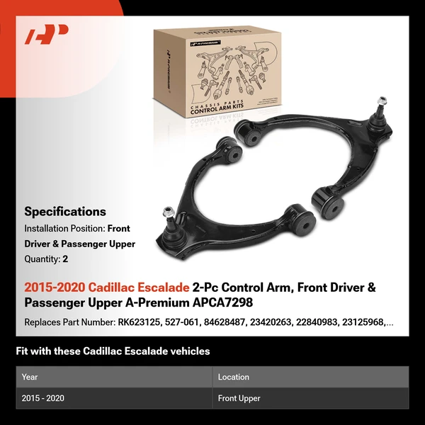 2015-2020 Cadillac Escalade 2-Pc Control Arm, Front Driver & Passenger Upper A-Premium APCA7298