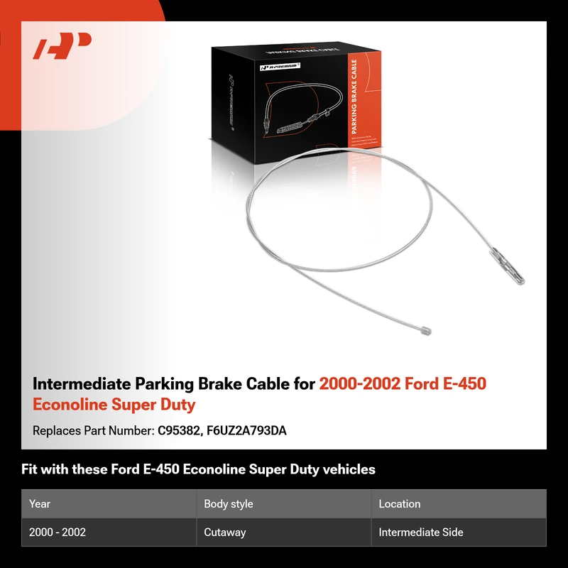 Intermediate Parking Brake Cable for 2000-2002 Ford E-450 Econoline Super Duty