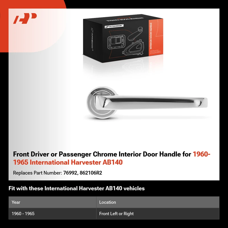 Front Driver or Passenger Chrome Interior Door Handle for 1960-1965 International Harvester AB140