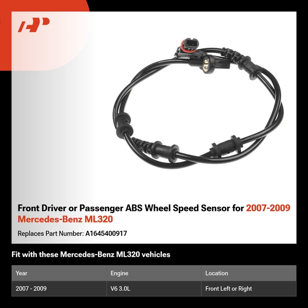 Front Driver or Passenger ABS Wheel Speed Sensor for 2007-2009 Mercedes-Benz ML320