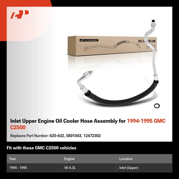 Inlet Upper Engine Oil Cooler Hose Assembly for 1994-1995 GMC C2500