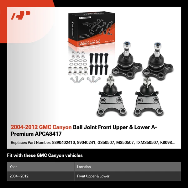 2004-2012 GMC Canyon Ball Joint Front Upper & Lower A-Premium APCA8417