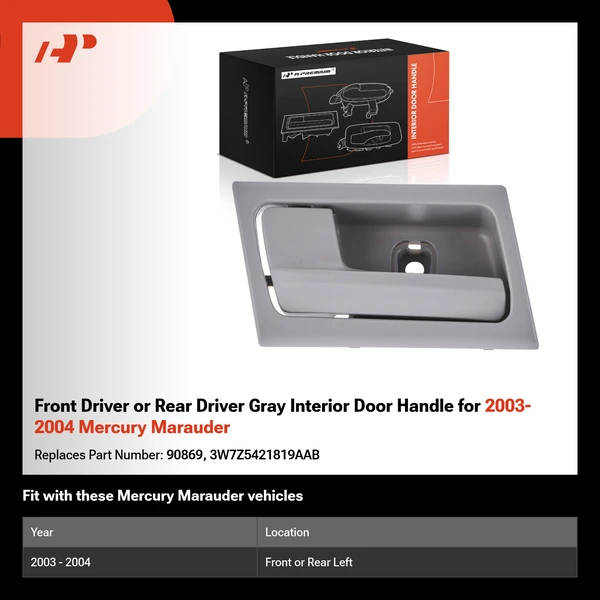 Front Driver or Rear Driver Gray Interior Door Handle for 2003-2004 Mercury Marauder